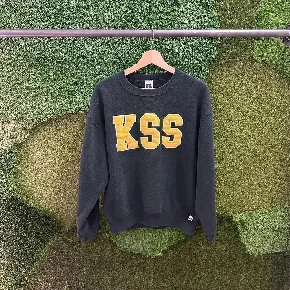 Vintage Russell Athletic KSS Spellout Black Crewneck Medium